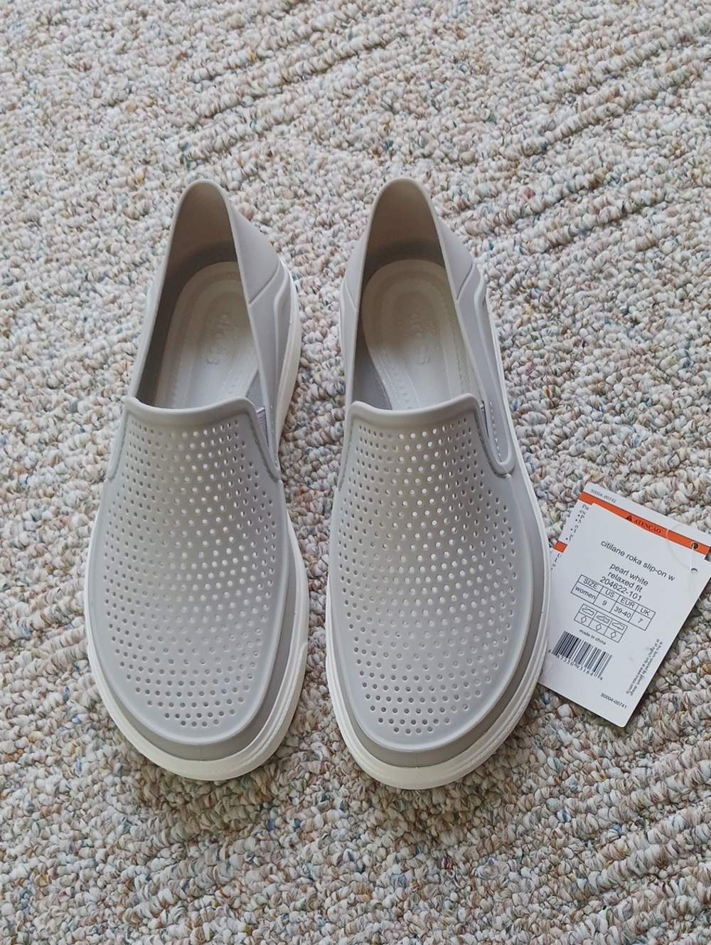 Crocs Citilane Roka Iconic Comfort Slip Ons ~Light Gray / Pearl White ~ W9 ~ NWT